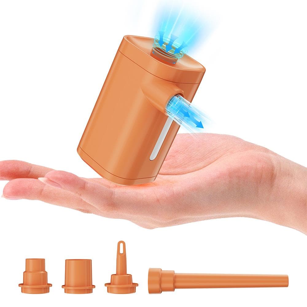 Portable Air Pump for Inflatables Air Pump with Camping Lantern 2000mAh Battery Type-C Rechargeable orange