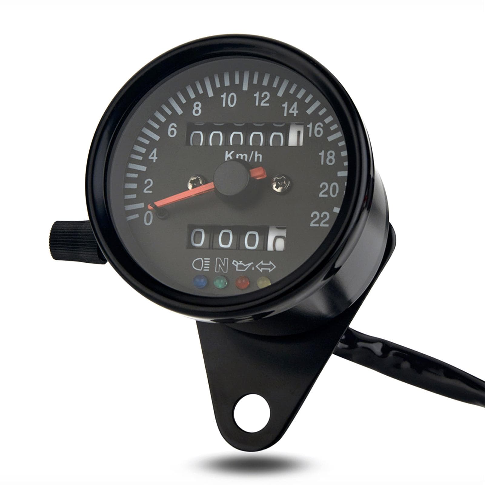 Cafe Racer Retro Custom Motorcycle Mechanical Speedometer with LED Indicator Odometer 220km/h black