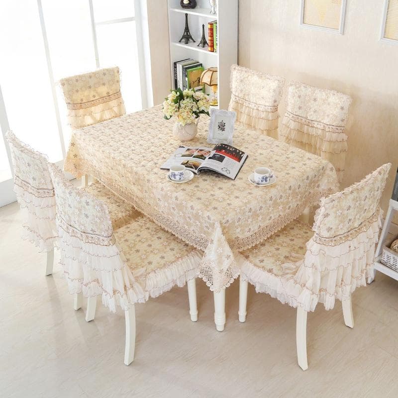 Lace edge Dining Table Cloth Chair Cover Fabric Home Aesthetic Dining Chair Cushion Modern Minimalist Chair Cover 1pcs 90x90cm 1pcs