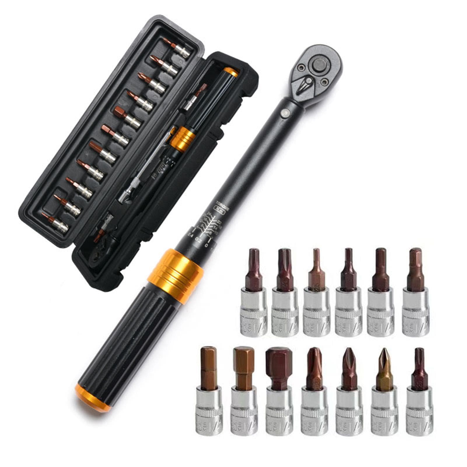 1/4-Inch Torque Wrench Dual-Direction Adjustable 72-Tooth Drive Click Torque Wrench (2-24N.m) Tool orange
