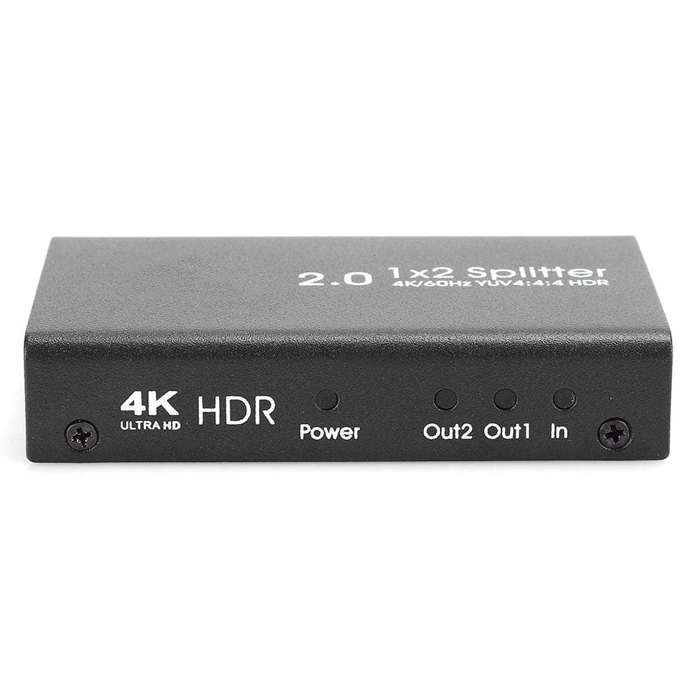 HDMI 2.0 1x2 Splitter 4K High Definition 1 in 2 out Video Distributor for Laptop DVd Set Top Box US Plug black