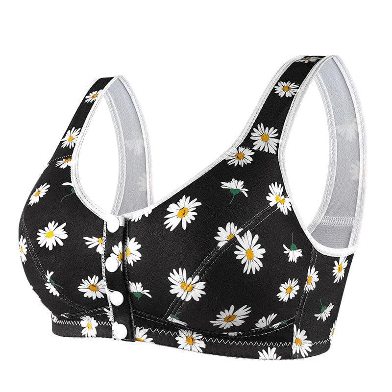 Chinese Style Red Front Buckle Middle-aged and Elderly Underwear Women's Printed Wide Shoulder Straps Tank Top Oversized Bra 40