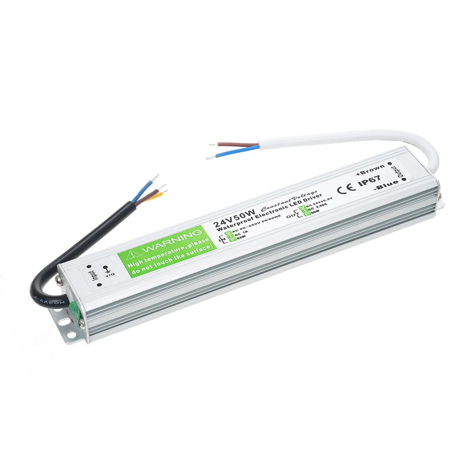 IP67 Waterproof LED Driver Switch Power Supply Transformer Adapter AC 90V-250V to DC 24V 50W 24V 50W silver