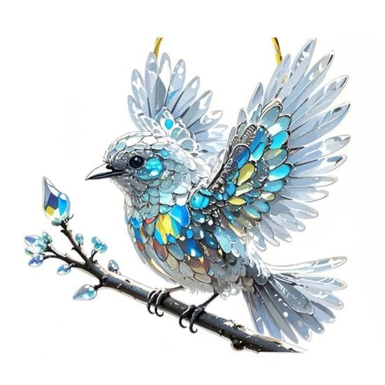 Bluebird Hanging Decoration Stained Glass Art Bird Ornament 2D Flat Acrylic Pendant for Window Wall Home Garden Decor 15cm 1pc