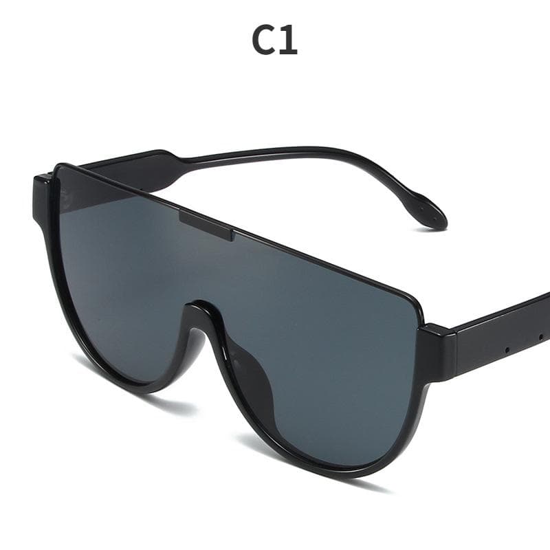 New futuristic technology half-frame glasses fashion metal texture wear ladies sunglasses fashion catwalk skiing mens sunglasses.