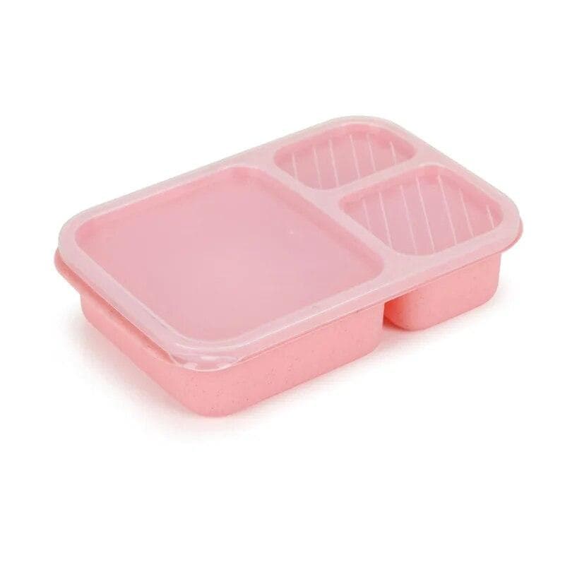 Lunch Box Wheat Straw Dinnerware Food Storage Container Children Kids School Office Portable Bento Box Lunch Case pink