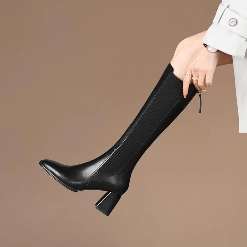 Fashion Knee Thigh High Sock Boots Women Winter Sexy Boot New Women's Long Shoes for Women Elegant Autumn High Boots Elastic Hot 39 black