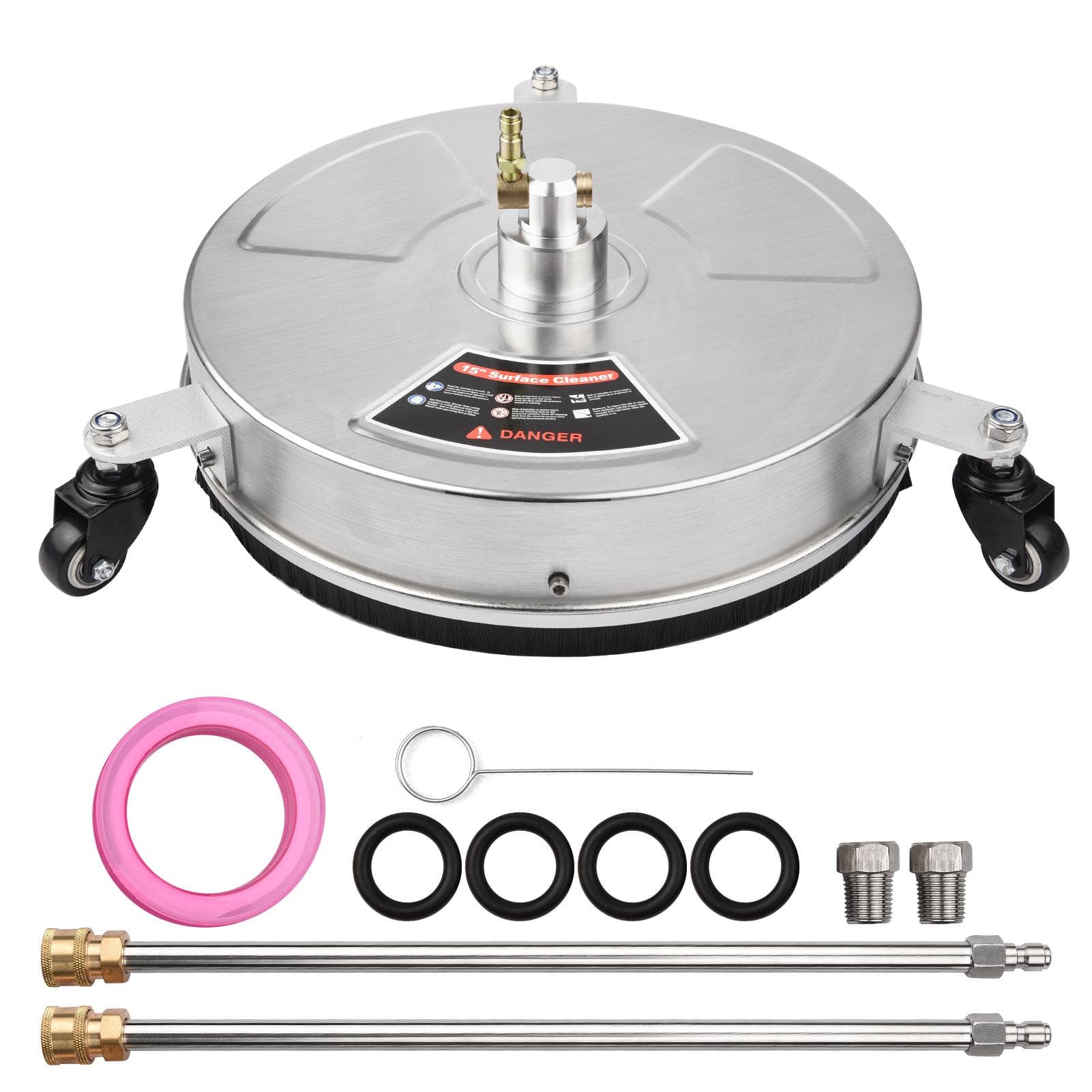 38cm/ 15inch Pressure Washer Surface Cleaner Stainless Steel Housing Power Washer Accessory with silver