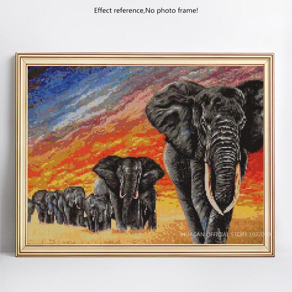5D DIY Picture Rhinestone Mosaic Diamond Embroidery Animal Diamond Painting Elephant 20X30CM
