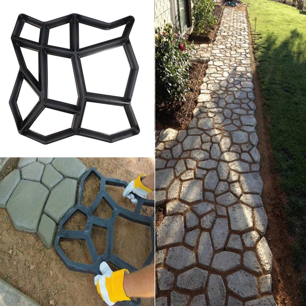 Path Maker Mold Reusable Concrete Cement Stone Design Paver Walk Mould black