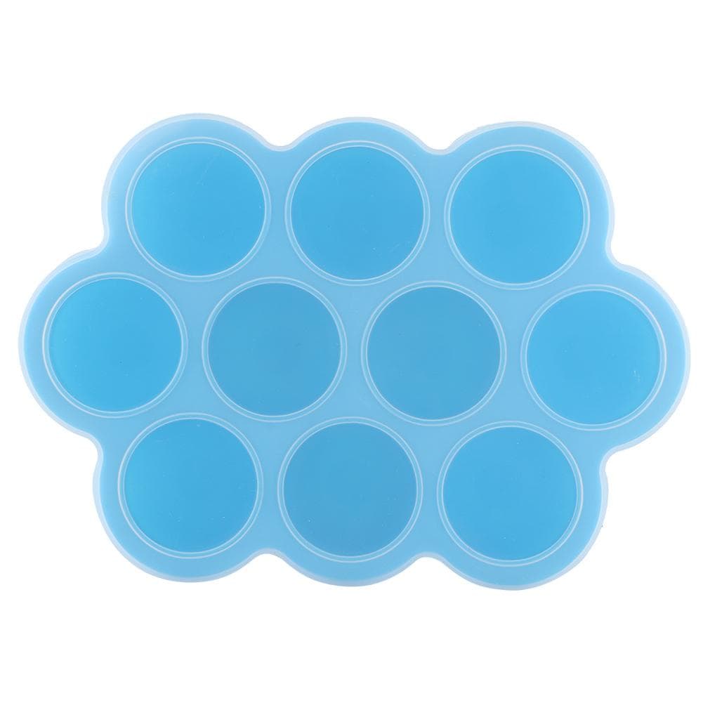 Silicone Food Freezer Tray 10 Holes Reusable Container with Lid for Homemade Baby Food(Blue ) blue