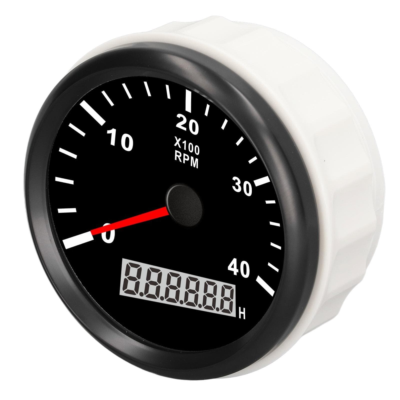 85mm 0?4000RPM Engine Tachometer with 0.0?99999.9H Hourmeter IP67 Waterproof Anti Fog Red Backlit