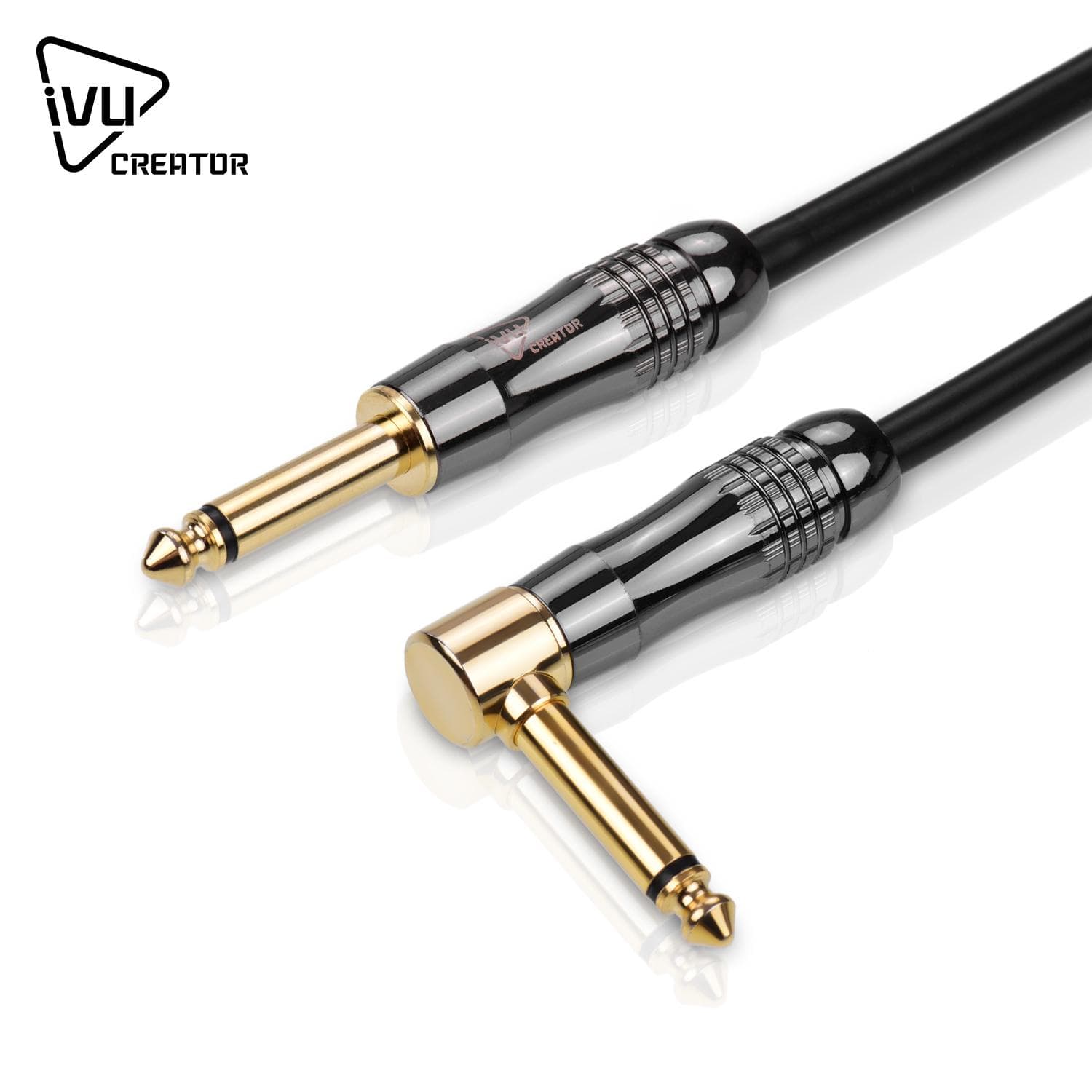 IVU Creator Player Cable 5m / 16.4ft Studio Musical Instrument Cable Cord with Straight to Right 5m black
