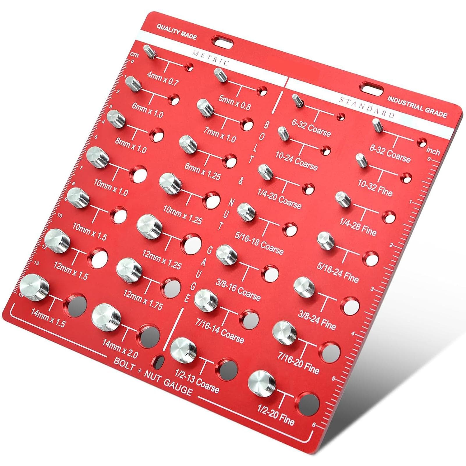 28 Thread Nut Bolt Size Checker Aluminum Alloy Gauge for Metric and Imperial Sizes Easy Size multicolour