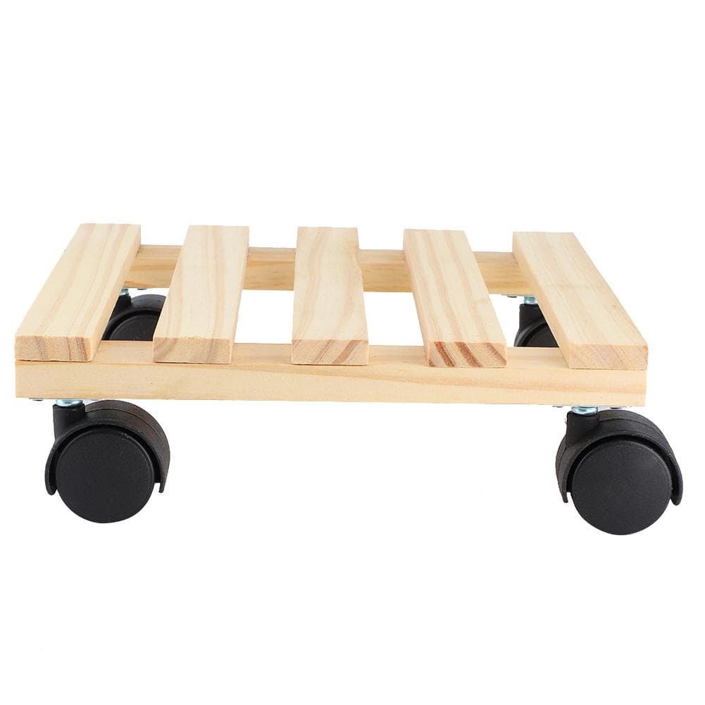 Wooden Flower Plant Pot Base Roller Moving Tray Rack Holder with Wheels for Garden Supplies