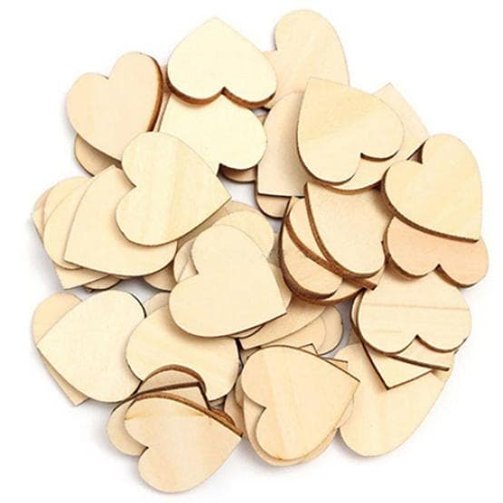 50 Pcs Wooden Love Heart Shape DIY Hanging Heart Plain Decoration Crafts 3cm/1.18 Inch