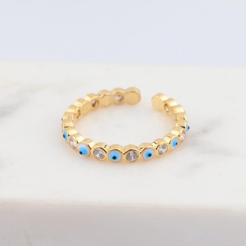 New Bohemia Lucky Turkish Blue Evil Eye Rings Dripping Oil Open Adjustable Finger Rings for Women Jewelry Gift B