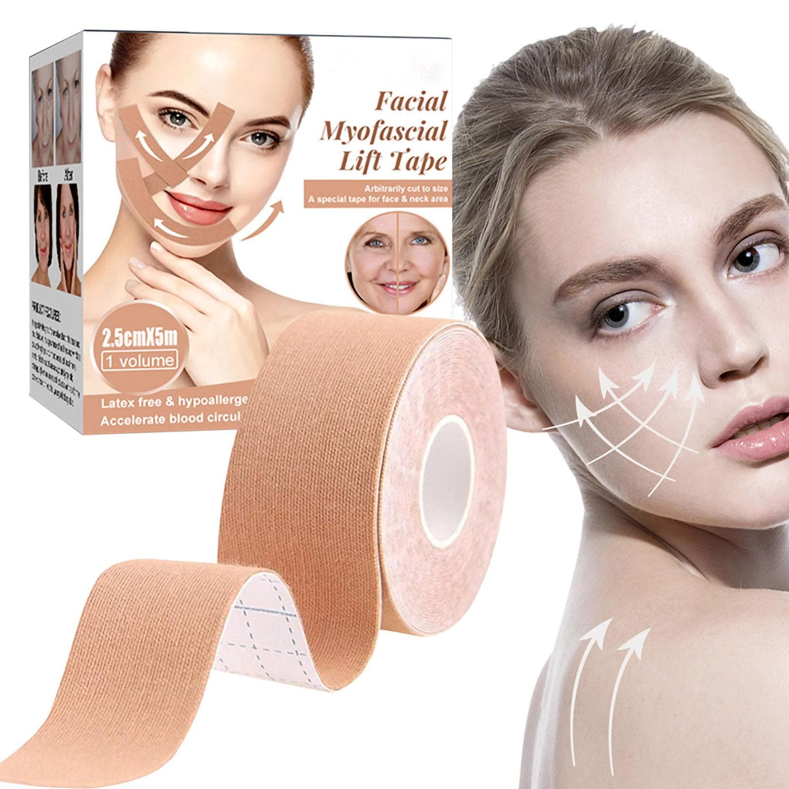 Face Tightening Tape Face Lifting Tapes Facial Anti Wrinkle Patches V Shape Face Tape Volume 1 2.5cm*5M