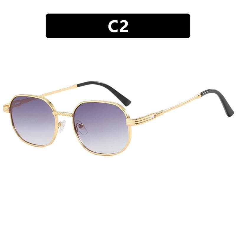 New Sunglasses Women Metal Small Frame Elliptical Fashion Trend UV400 Protection Sun Glasses Men Personalized Design