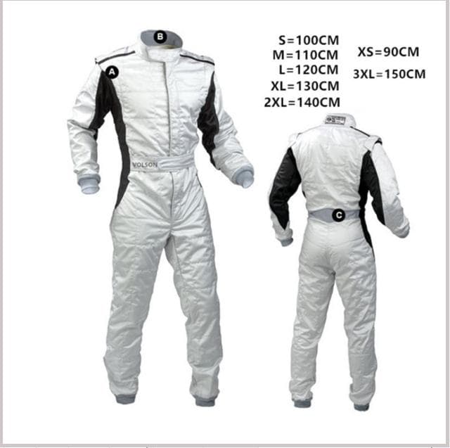 Waterproof Dune Buggy Kart Racing Off-road UTV Pull Drift Boys And Girls F1 One-piece Racing Suit L(120CM) white