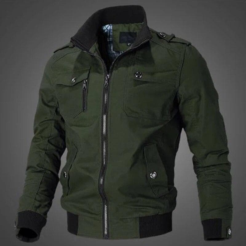 Men's Jacket Casual Fashion Outer Jacket Men's Jacket Men's Spring Autumn 2022 New Stand Up Slim Military Bomber Jacket Men XL army green