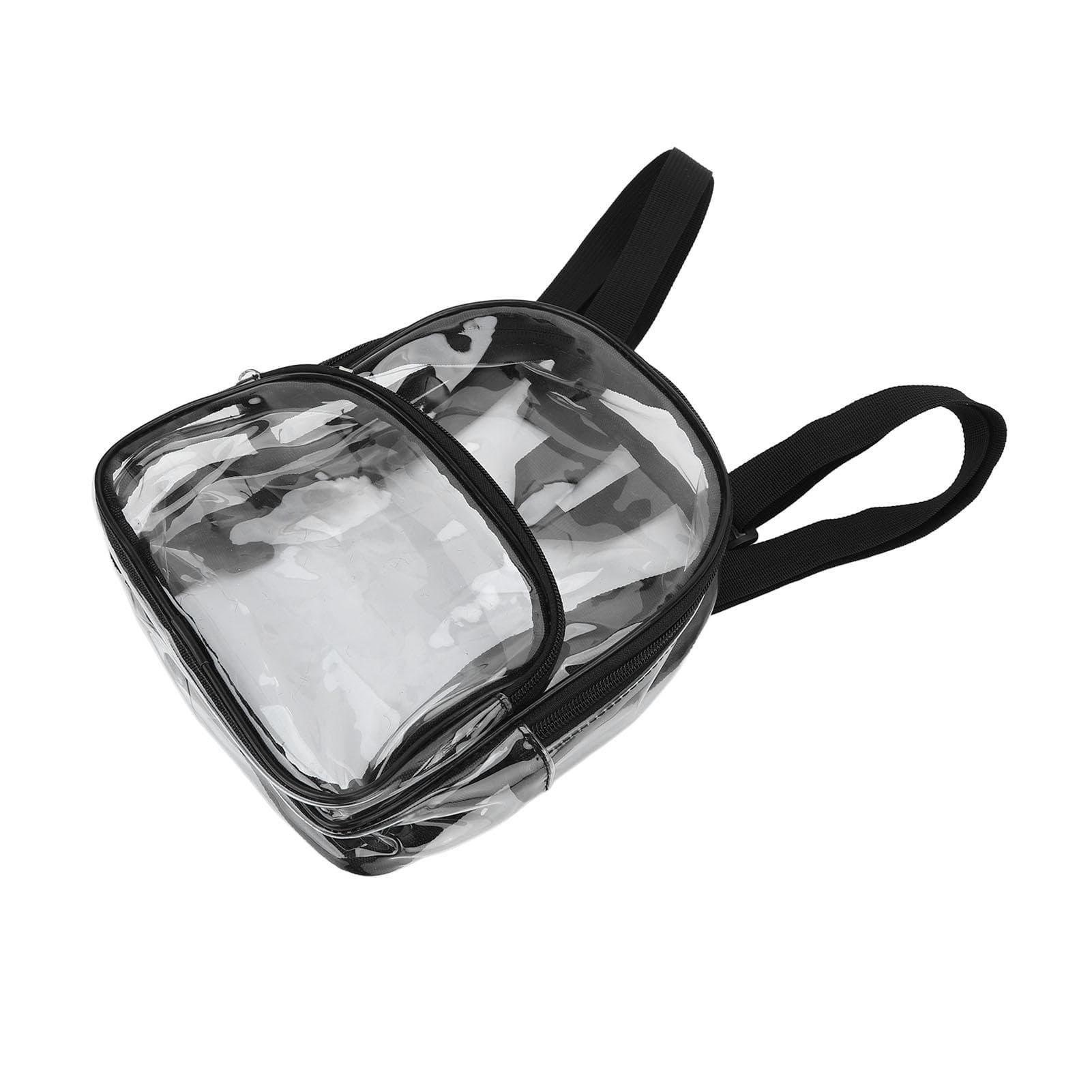 Clear Backpack Mini Transparent Waterproof 2 Layer Storage Zipper Design PVC Wear Resistant