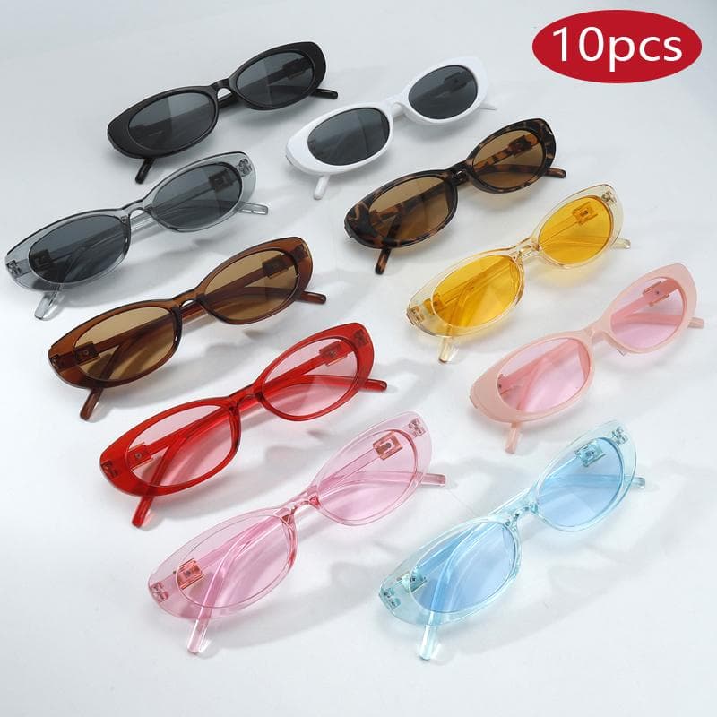 New 10pcs Ladies Small Oval Sunglasses UV Protection Retro Casual Vacation Eyewear Unisex Fashion Suneyeglass