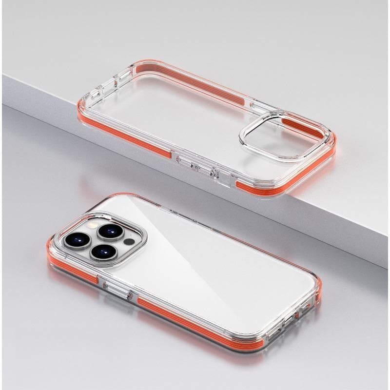 Double-layer Color Frame Suitable for IPhone16 Transparent Mobile Phone Case Apple 15 ProMax Creative Anti-fall 14 Protective Case iPhone14proMax orange