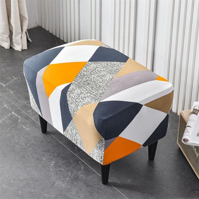 Flower Printed Footstool Cover Spandex Stool Cover Rectangular Stretch Removable Footrest Cover Living Room Furniture Protector