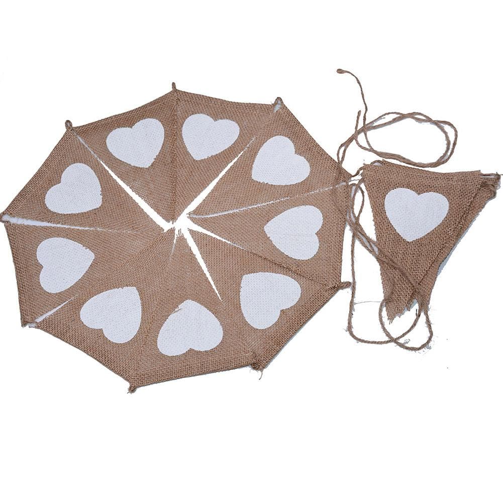 LOVE Triangle Linen Hanging Flags Heart shaped Banner Bunting for Wedding Decoration