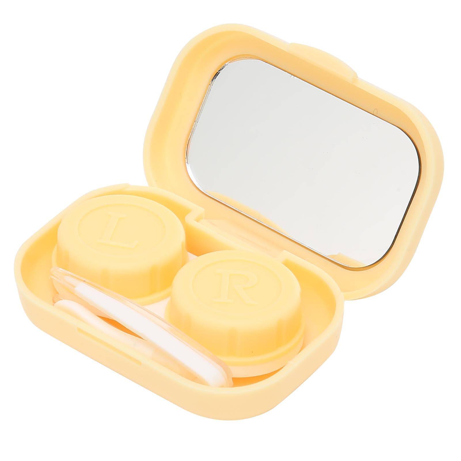Contact Lens Case Cute Portable Contact Lens Container Holder Box Soak Storage KitGreen yellow