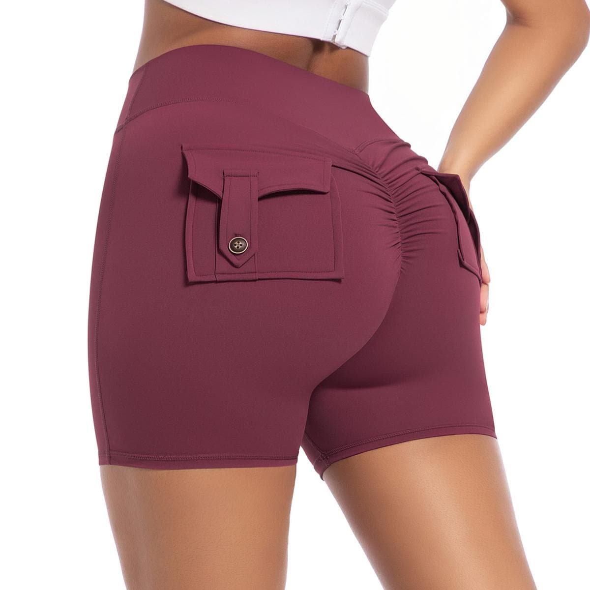 Nessaj Sports Shorts Women Fashion Gym Running Tights High Waist Fitness Summer Casual Shorts With Pockets M