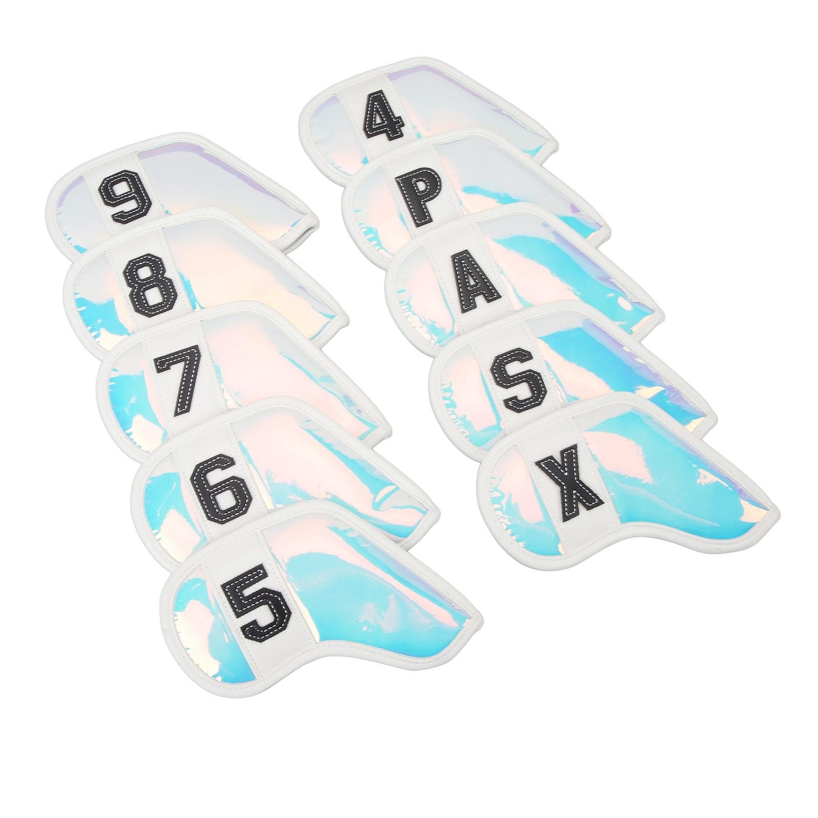 10 PCS Golf Club Head Covers PU Fabric Surface Stylish Impact Proof Scratch Proof Golf Iron Covers white