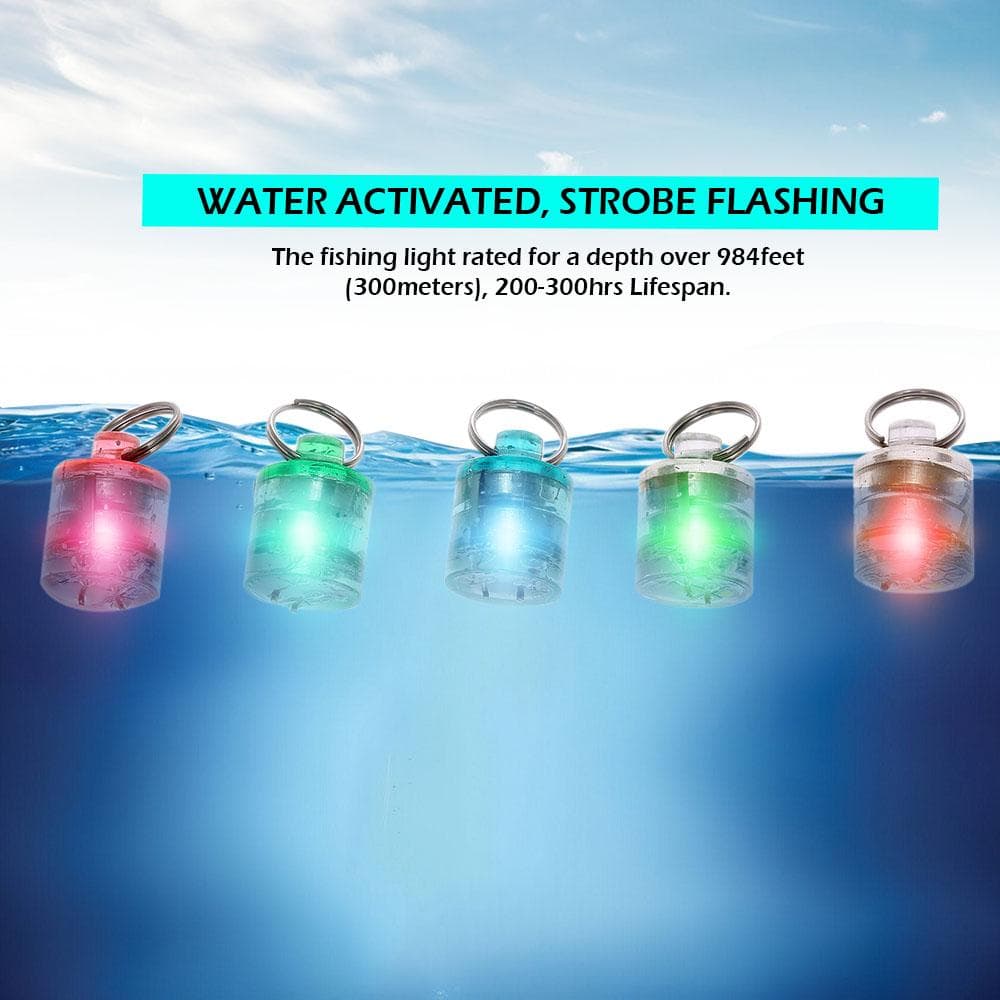 5PCS LED Fishing Light Deep Drop Underwater Round Shape Squid Strobe Flashing Light Bait Lure