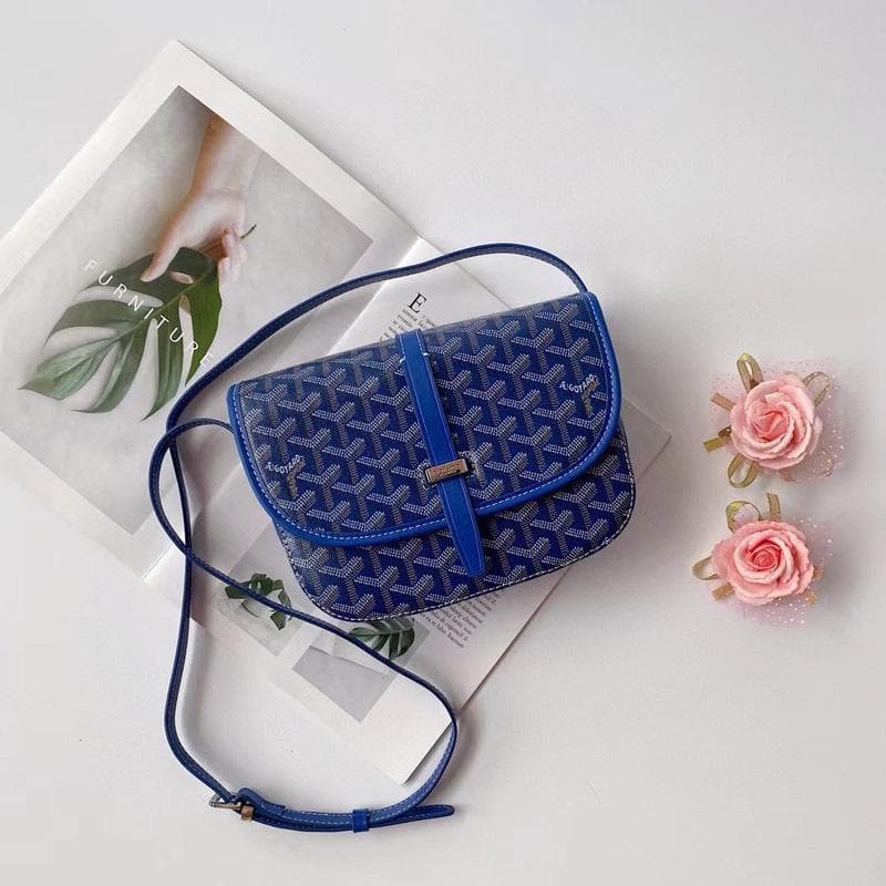 2024 Trendy Dogtooth Saddle Shoulder Bag - Women's Floral Messenger Handbag 22cm x 15cm x 6.5cm blue