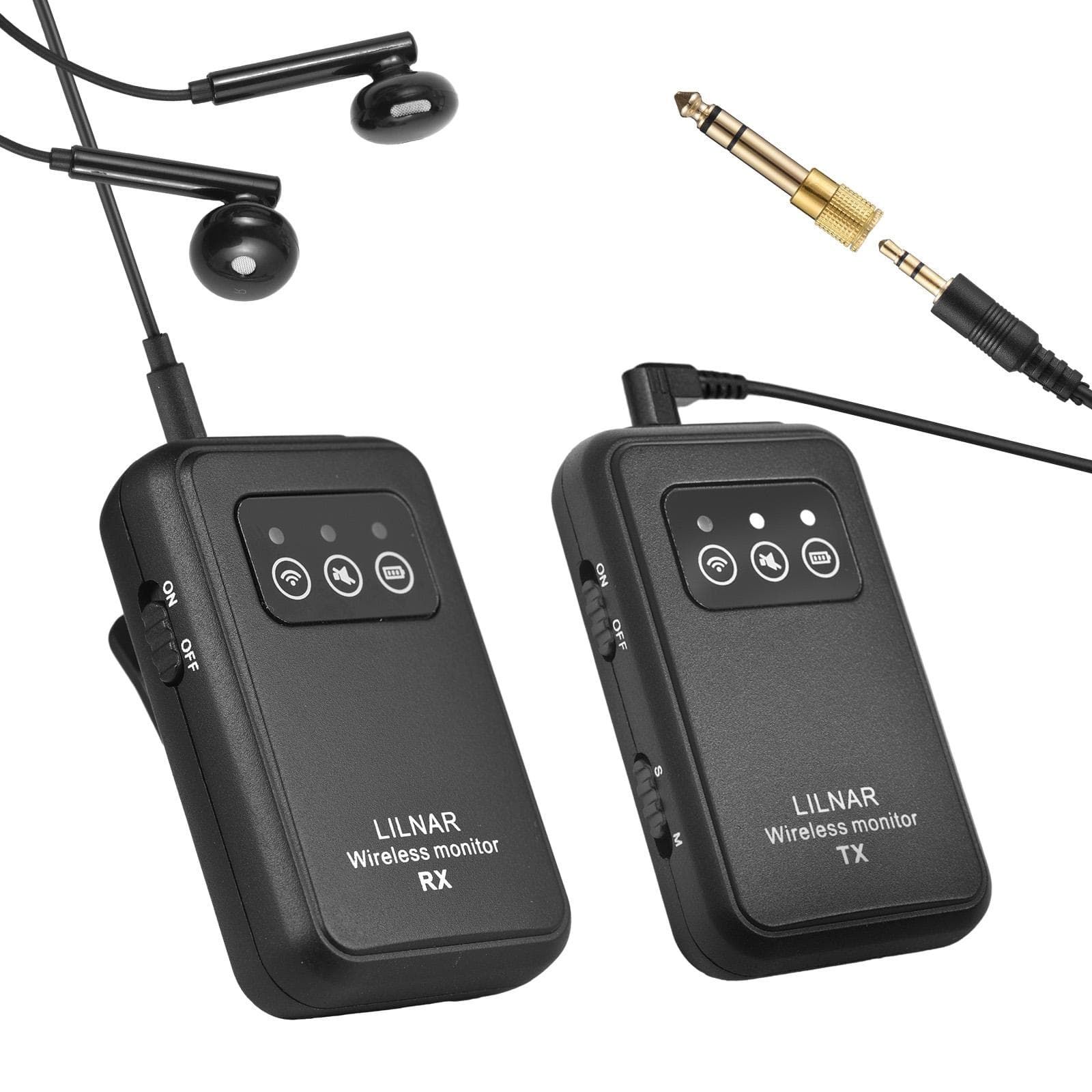 2.4G Wireless In Ear Monitor System Wireless IEM System with Transmitter Receiver Automatic Pairing 1-to-1 black