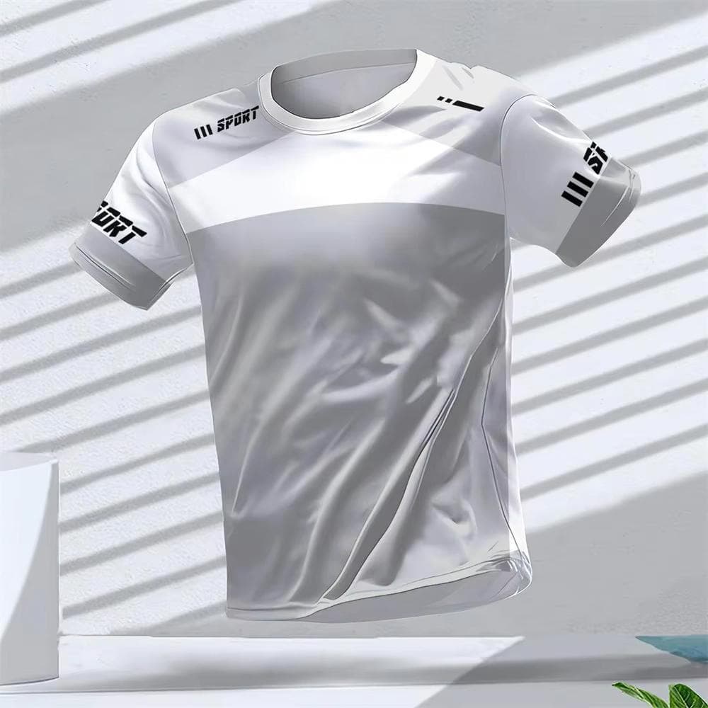 Gym Summer Quick Dry Breathable Men's T Shirt Outdoor Run Fitness Sports Short Sleeve Casual O-Neck Men Gym Sportswear T-Shirt M