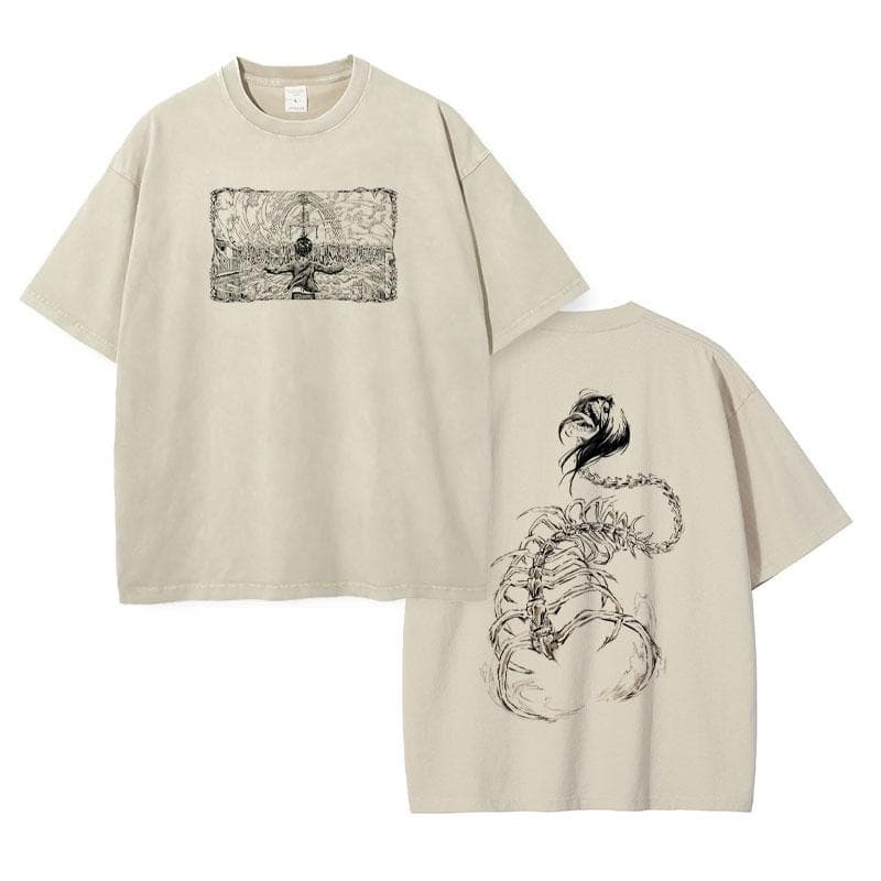 Eren Jaeger T-shirts Vintage Washed Anime T-Titan A-Attack T Shirt Manga Shingeki no Kyojin Levi Mikasa 3XL