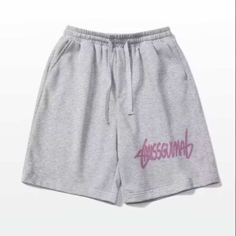 American Sports Shorts Summer New Trendy Brand Versatile Letter Men's Loose Casual Five-point Pants 7XL gray