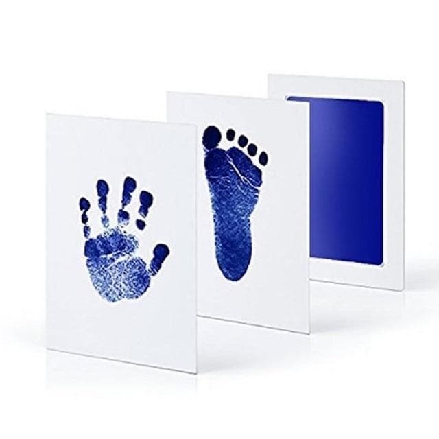 Newborn Baby DIY Hand And Footprint Kit Ink Pads Photo Frame Handprint Toddlers Souvenir Accessories Safe Clean Baby Shower Gift blue