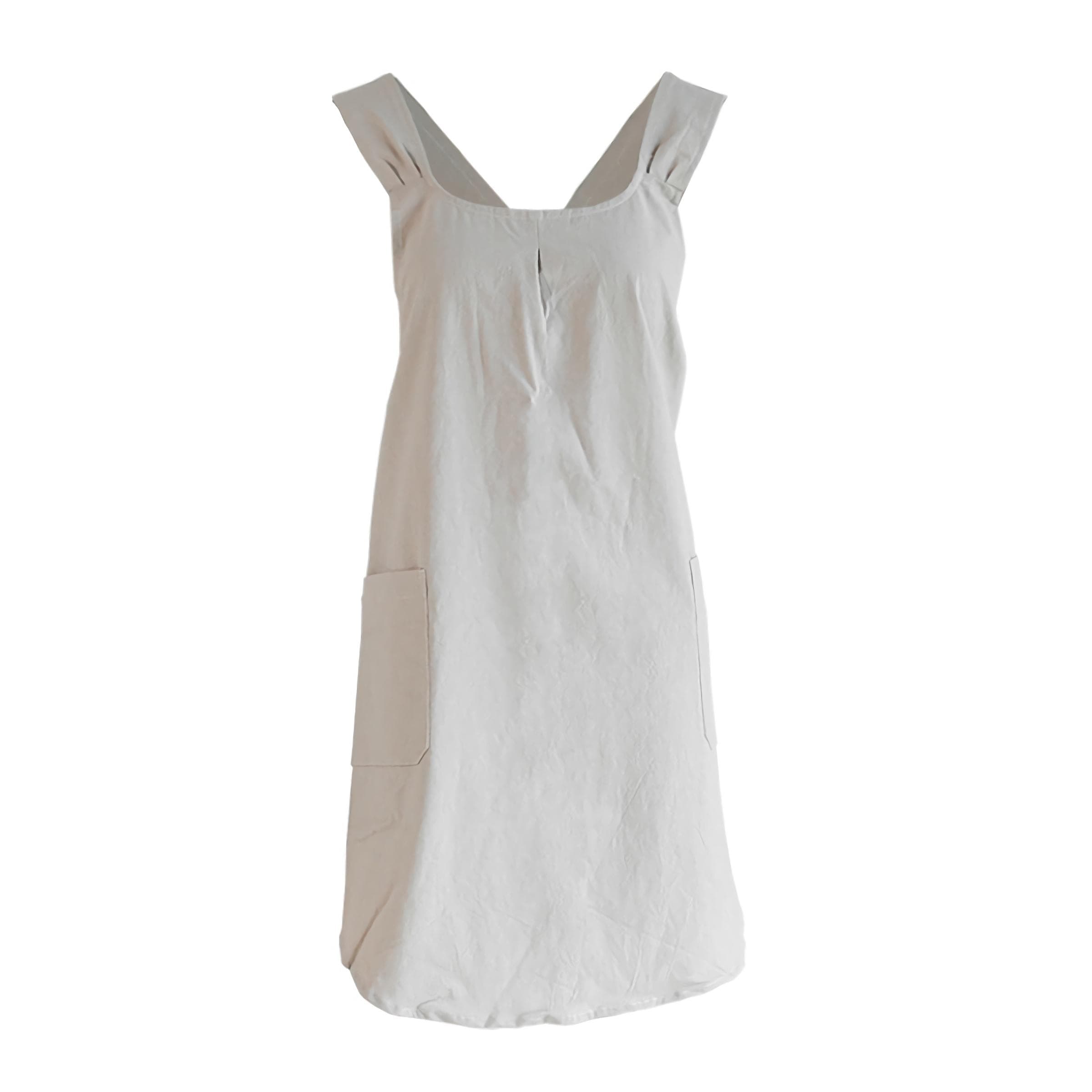 Women Cotton Linen Cross Back Apron Japanese Housework Baking Wrap korean Florist Dress Solid Color Garden Kichen Apron khaki