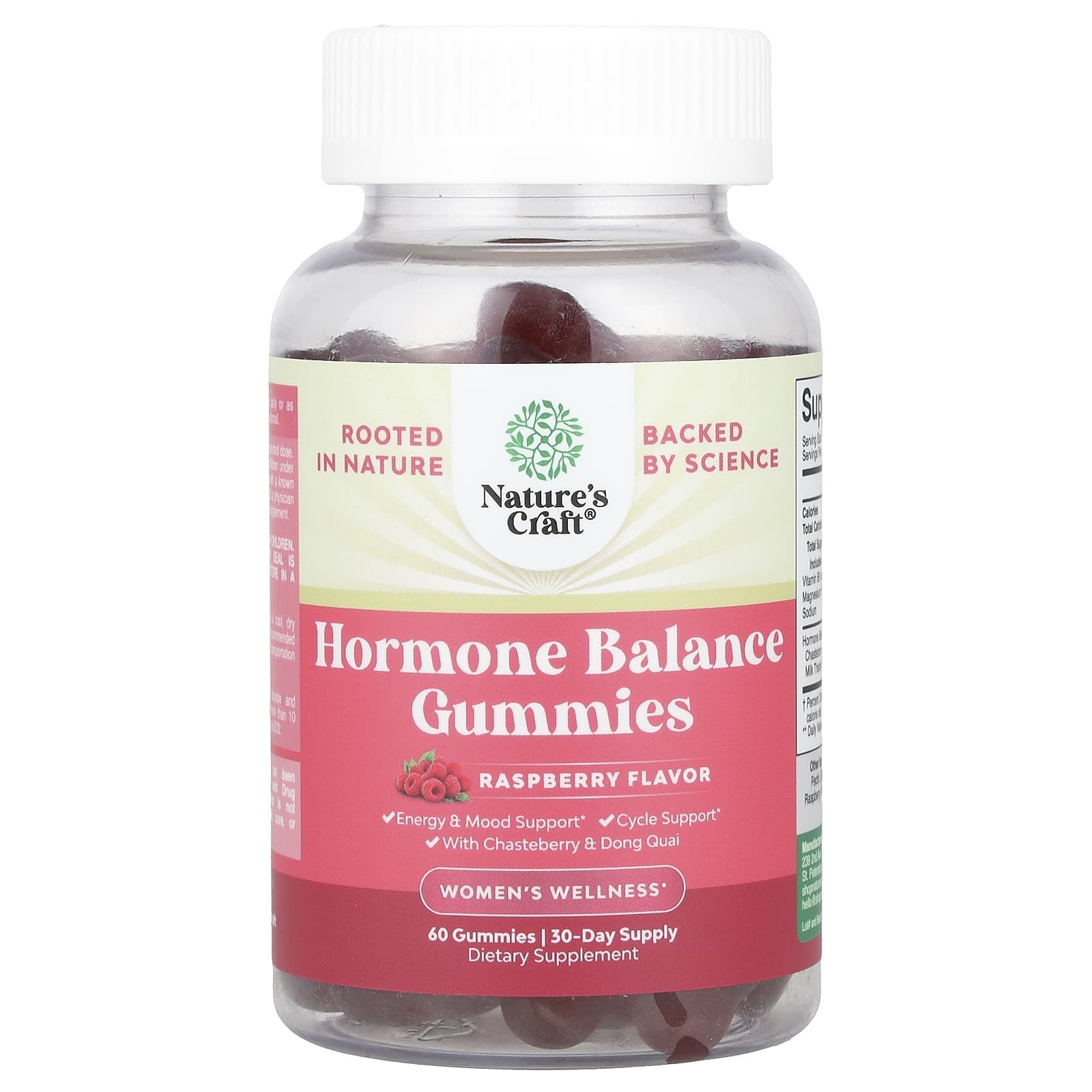 Nature's Craft, women's health, hormone balance gummies, raspberry, 60 gummies