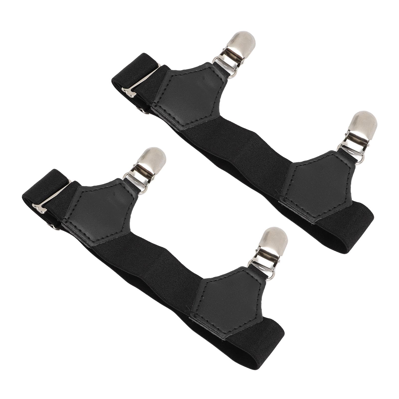 2 Pcs Sock Garters Adjustable Stainless Steel Double Duckbill Clips Prevent Sliding Firmly Bite