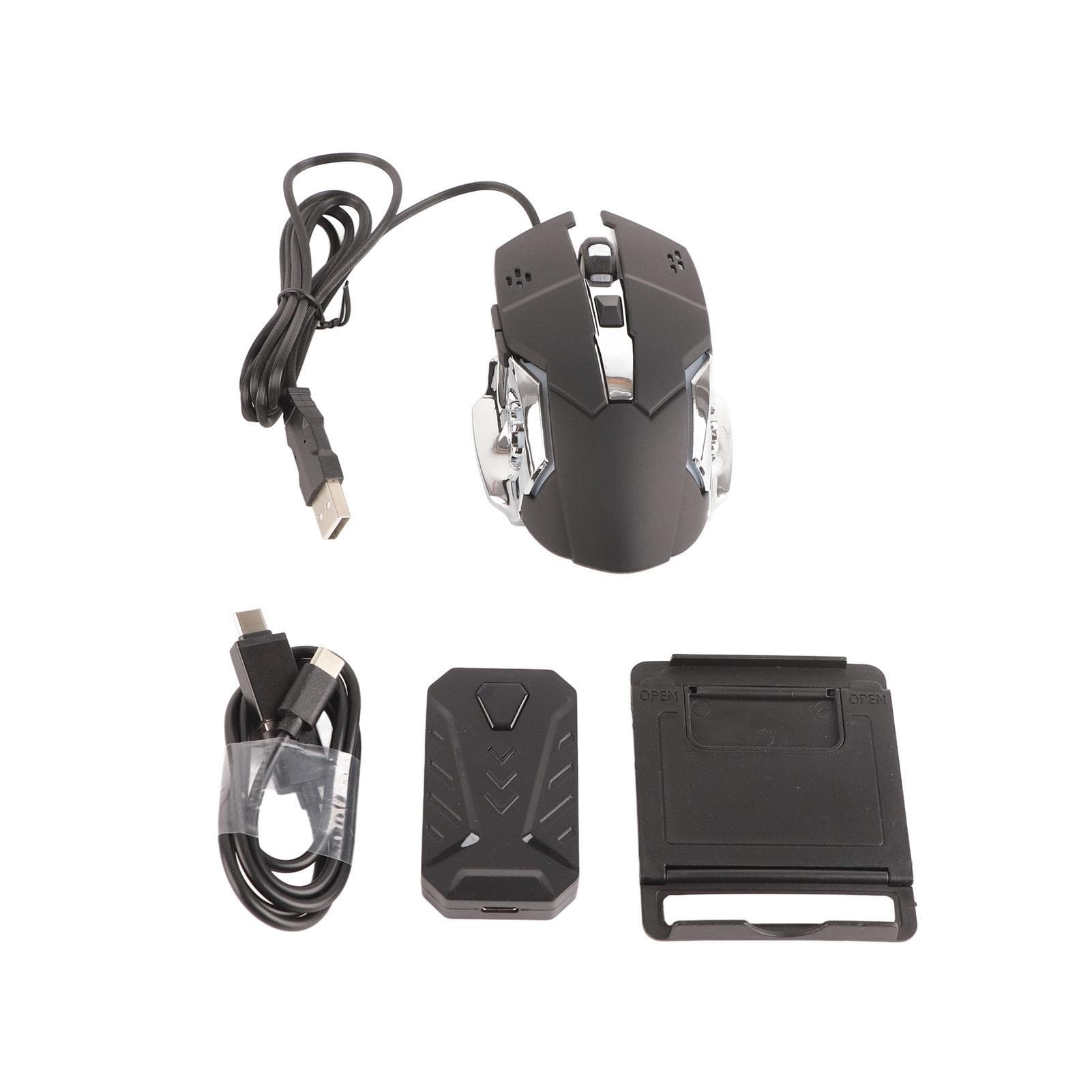 Half Hand Gaming Keyboard Mouse Combo USB Wired LED Backlit Mouse and Keyboard with Converter for