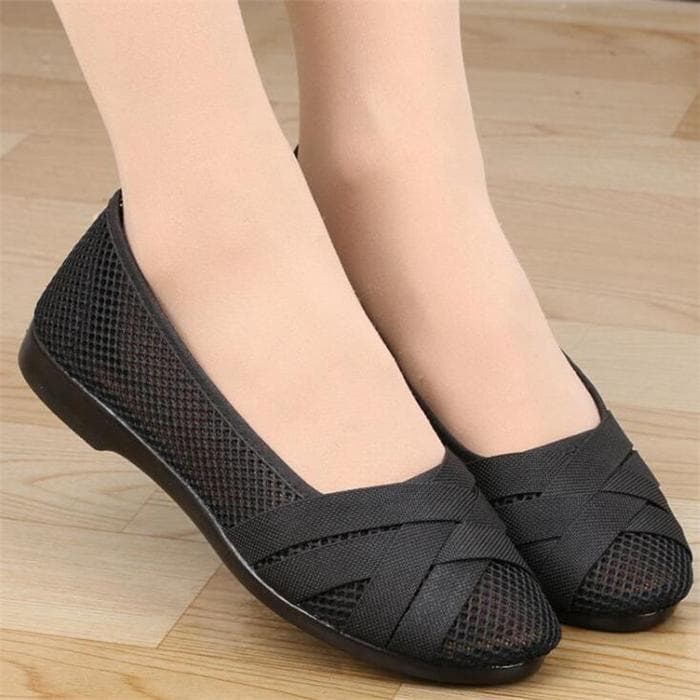 Women Fashion Comfortable Cloth Flat Shoes Lady Loafers Shoes 40 black
