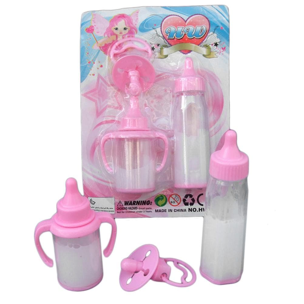 2PCS Magical Bottles Simulation Bottle Toy Plastic Doll Bottles for Children pink