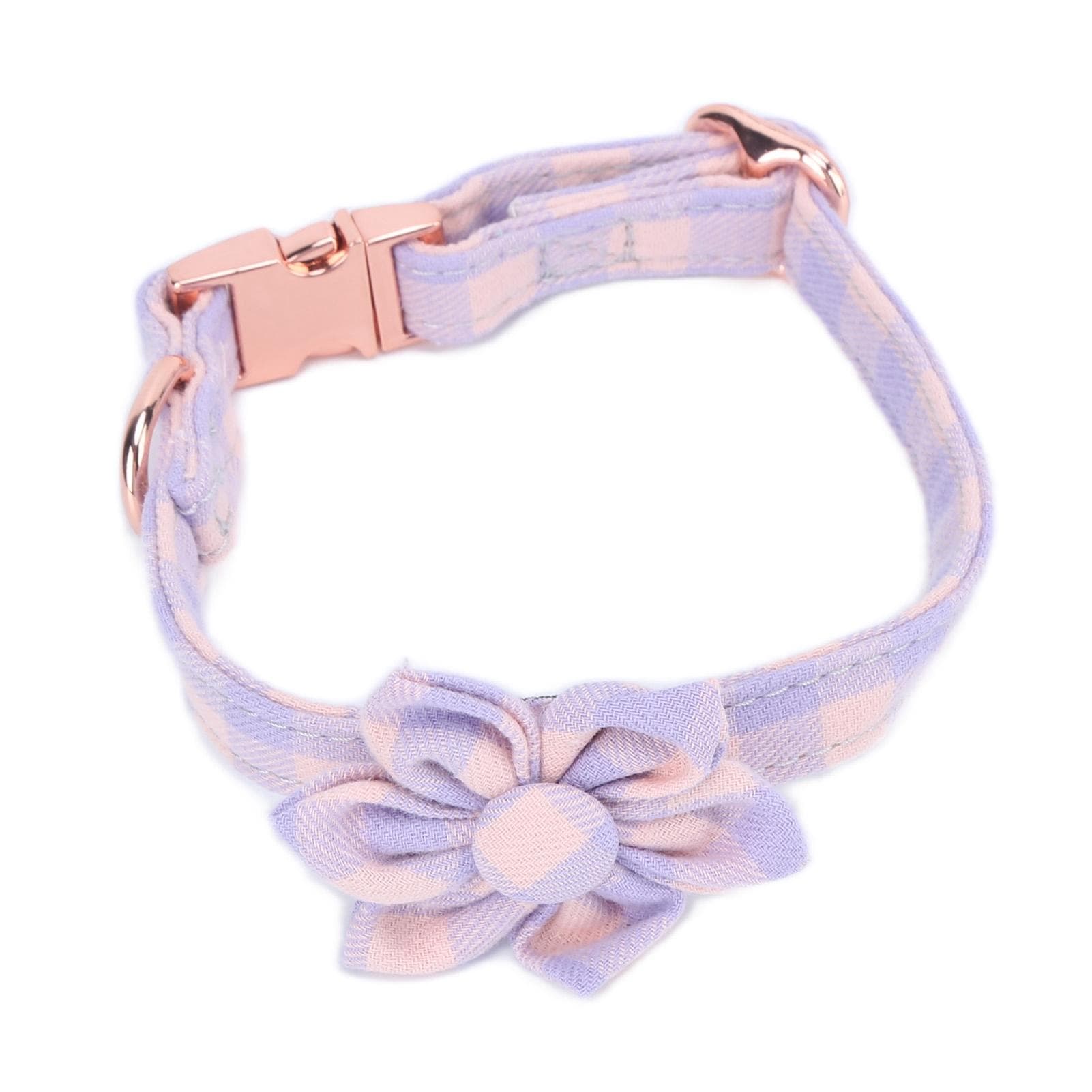 Six Petal Flower Pet Collar Adjustable Soft Comfortable Engraved Flower Dog CollarPurple Powder M M(for 4-6.5kg)