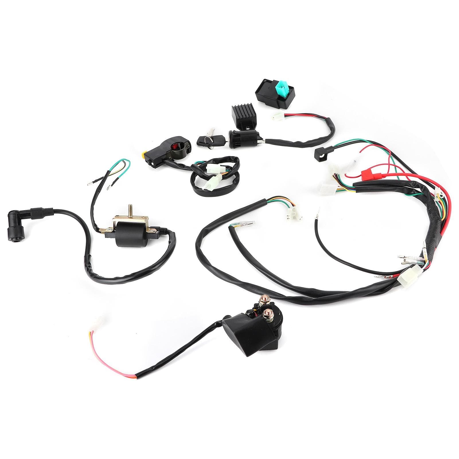 Electric Start Engine Wiring Harness Kit Fit for 50cc 110cc 125cc PIT Quad Dirt Bike ATV white