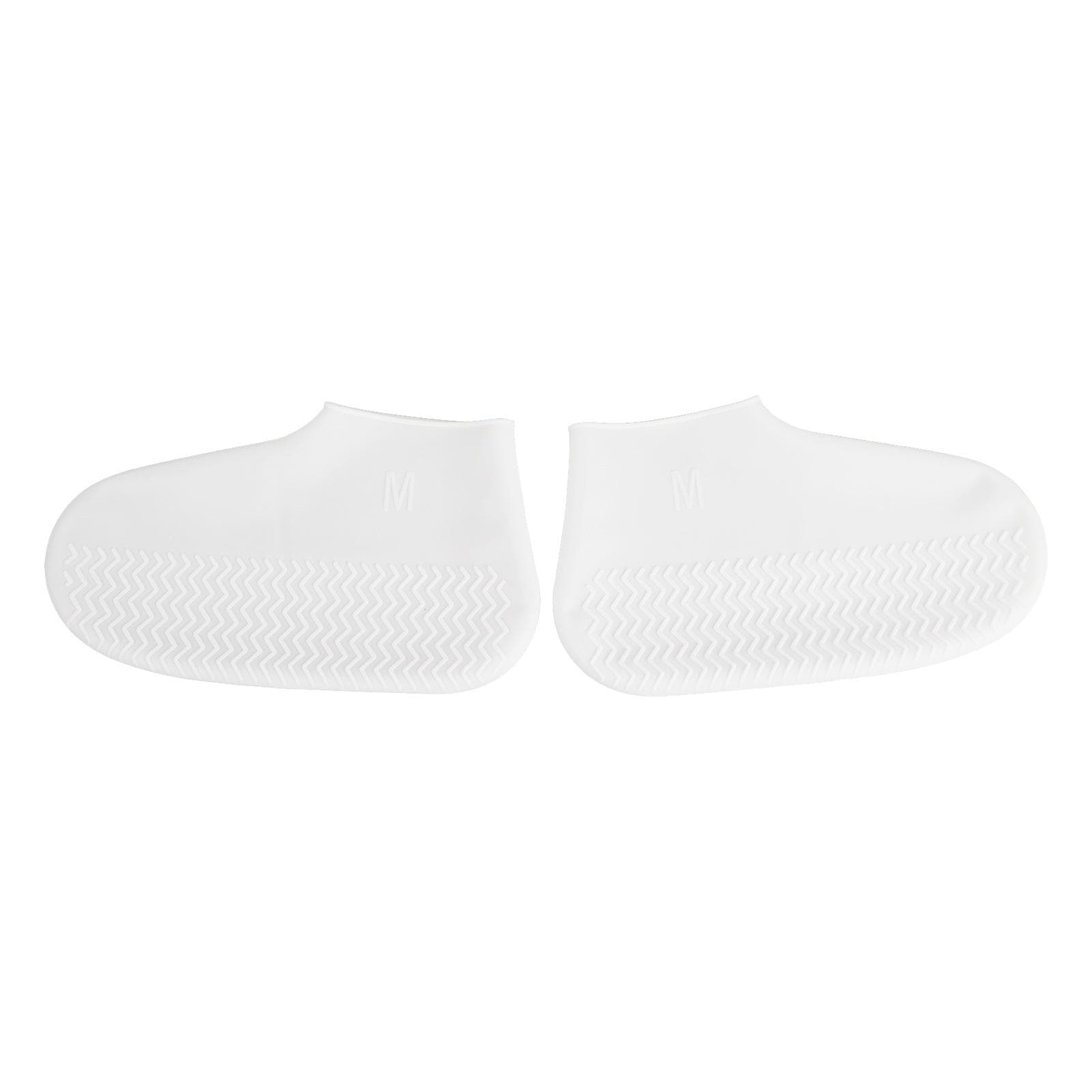 Adult Elastic Silicone White Overshoes Rain Waterproof Shoe Covers Anti Slip Protector(M)