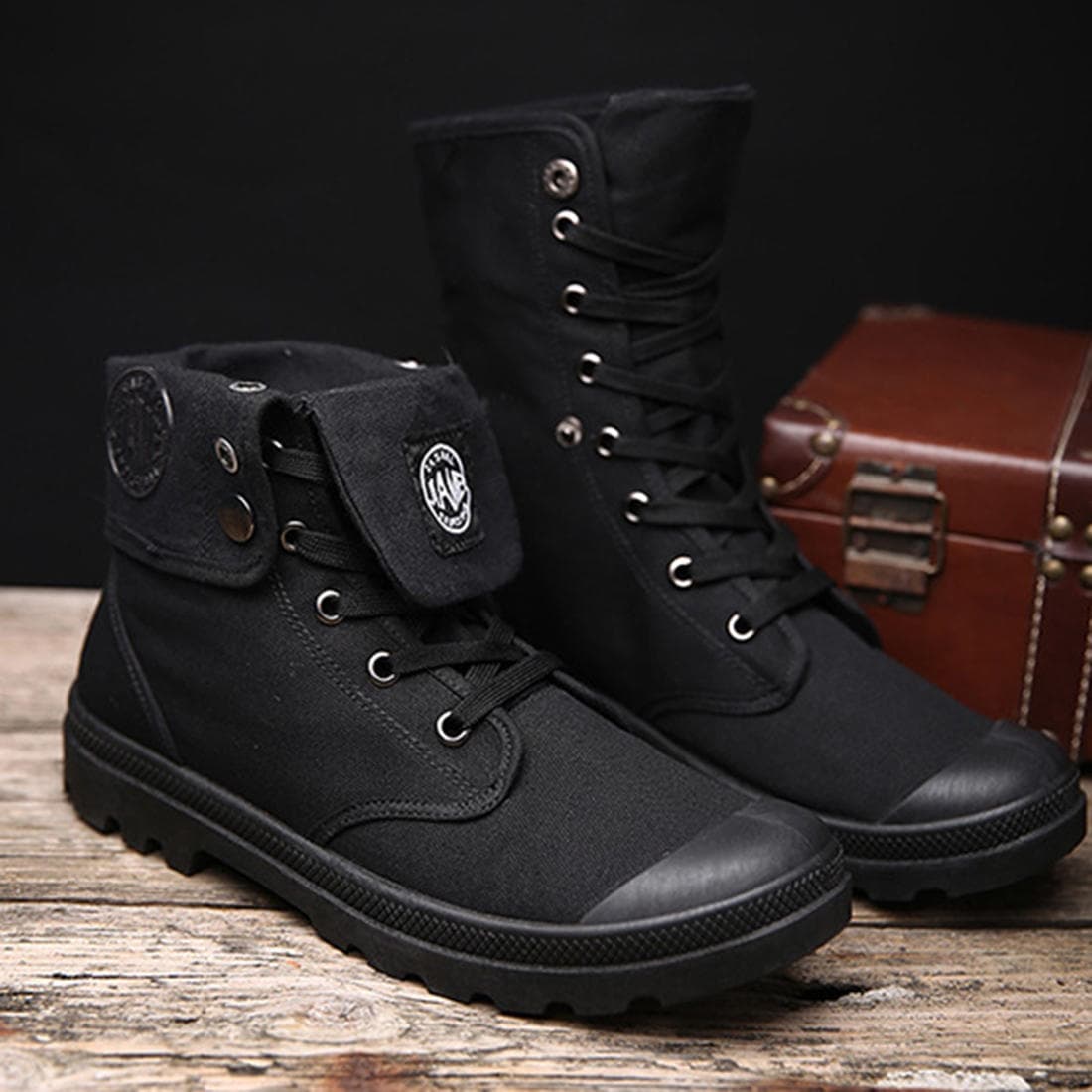 Men Boots Palladium Style High-top Military Ankle Comfortable Leather Shoe Oxford Shoes 42 black